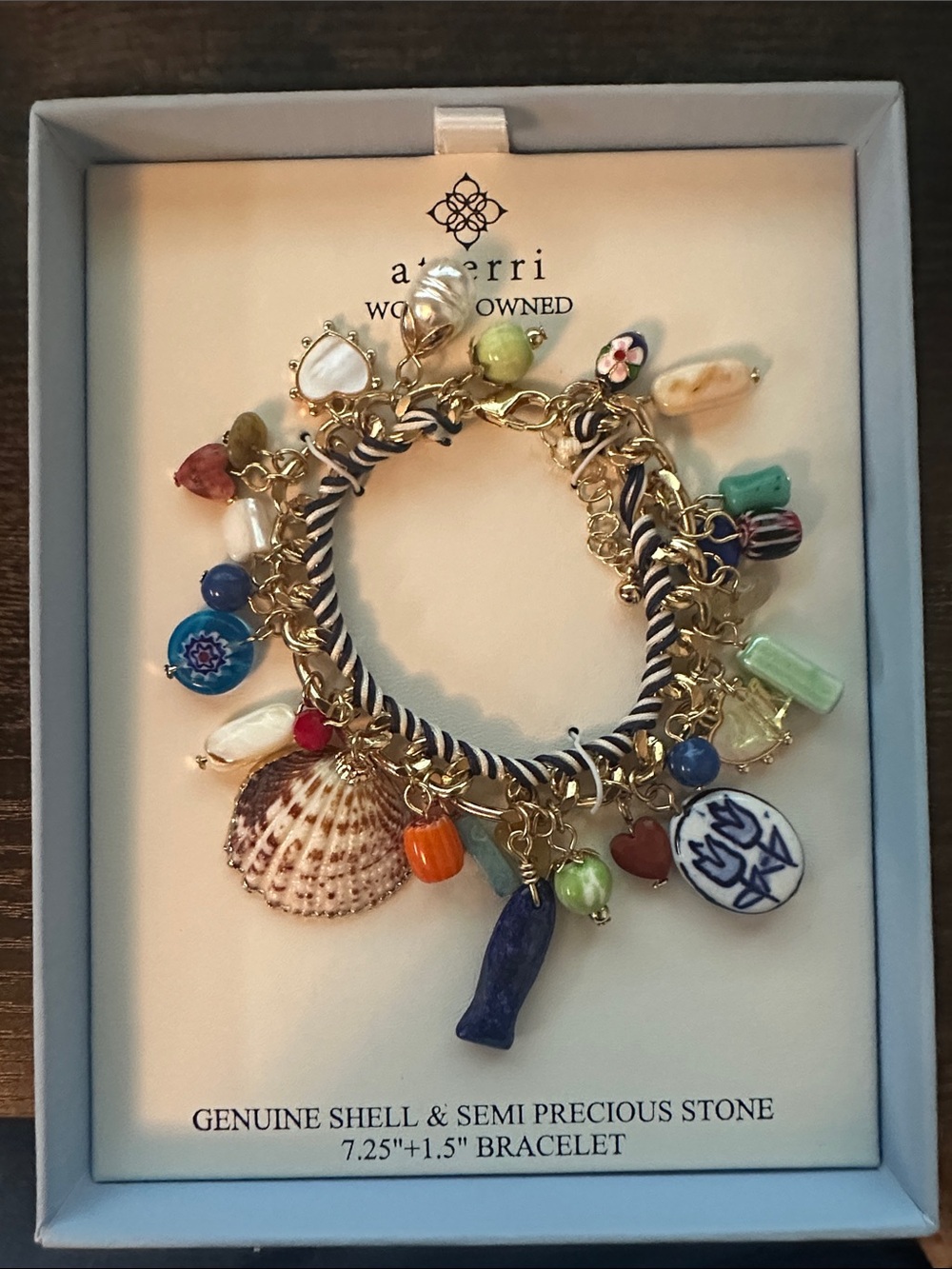 atterri Women Owened Multicolor Shell & Semi-Precious Charm Bracelet